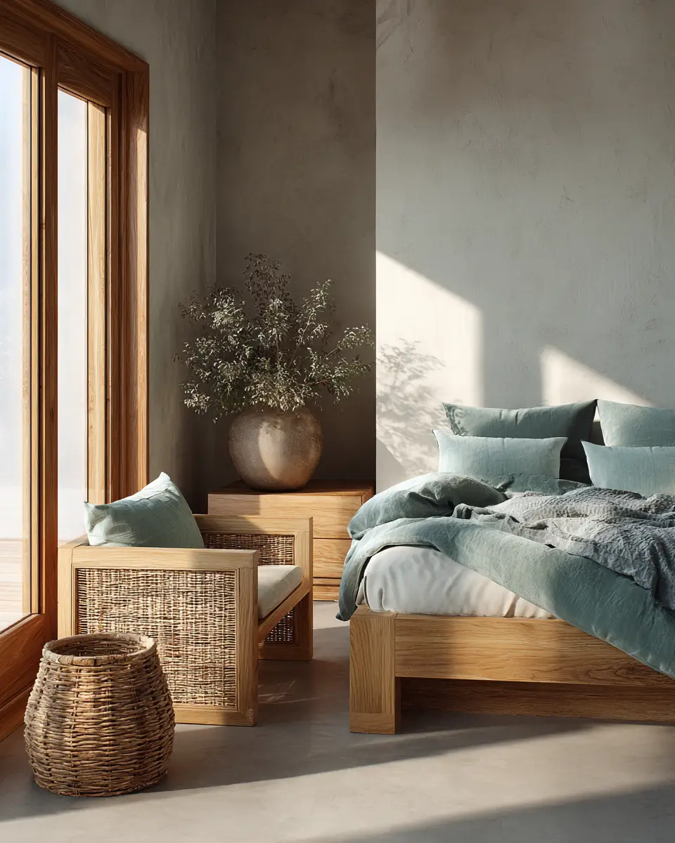 Teal Japandi Bedroom Decor Ideas