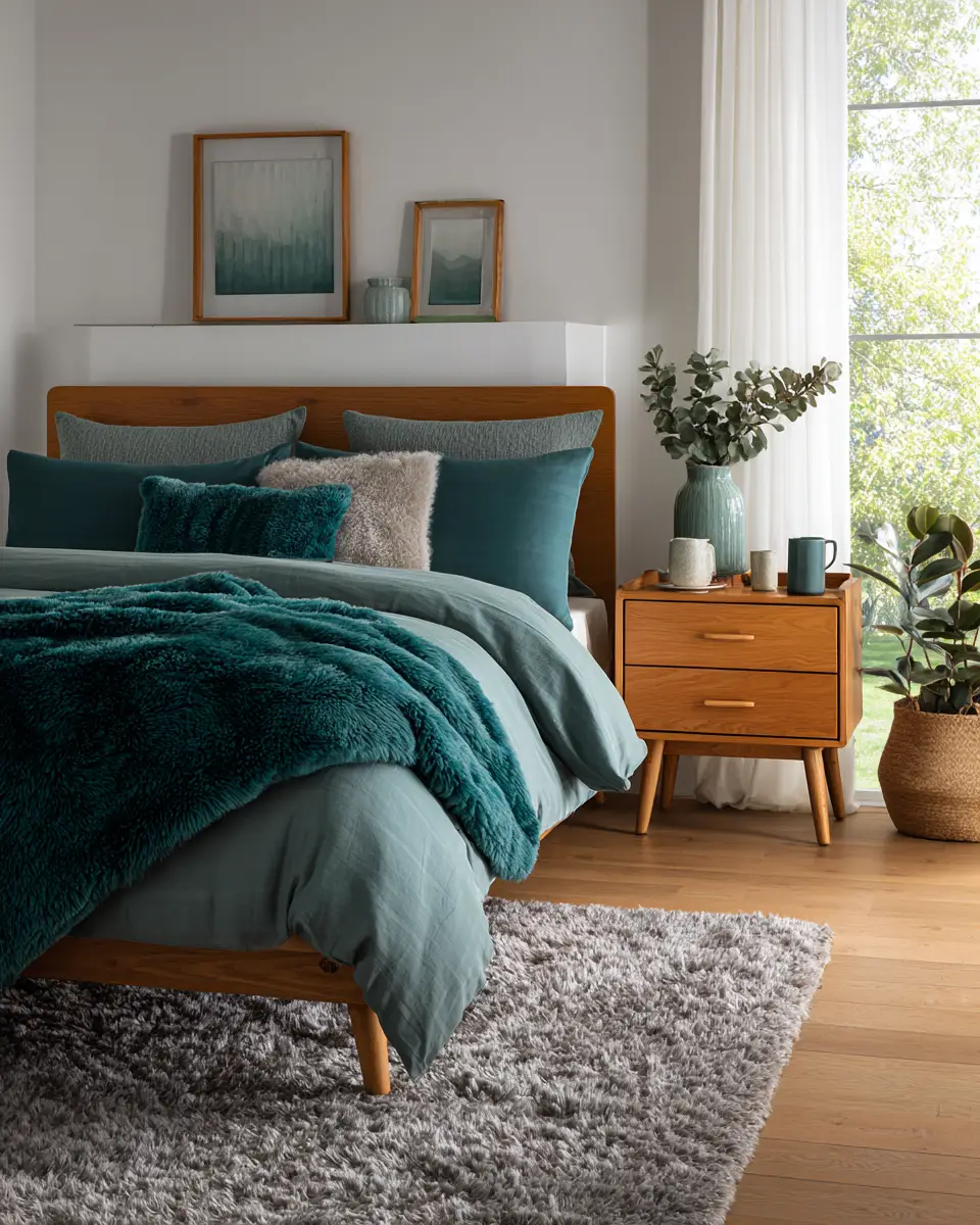 Teal Japandi Bedroom Decor Ideas