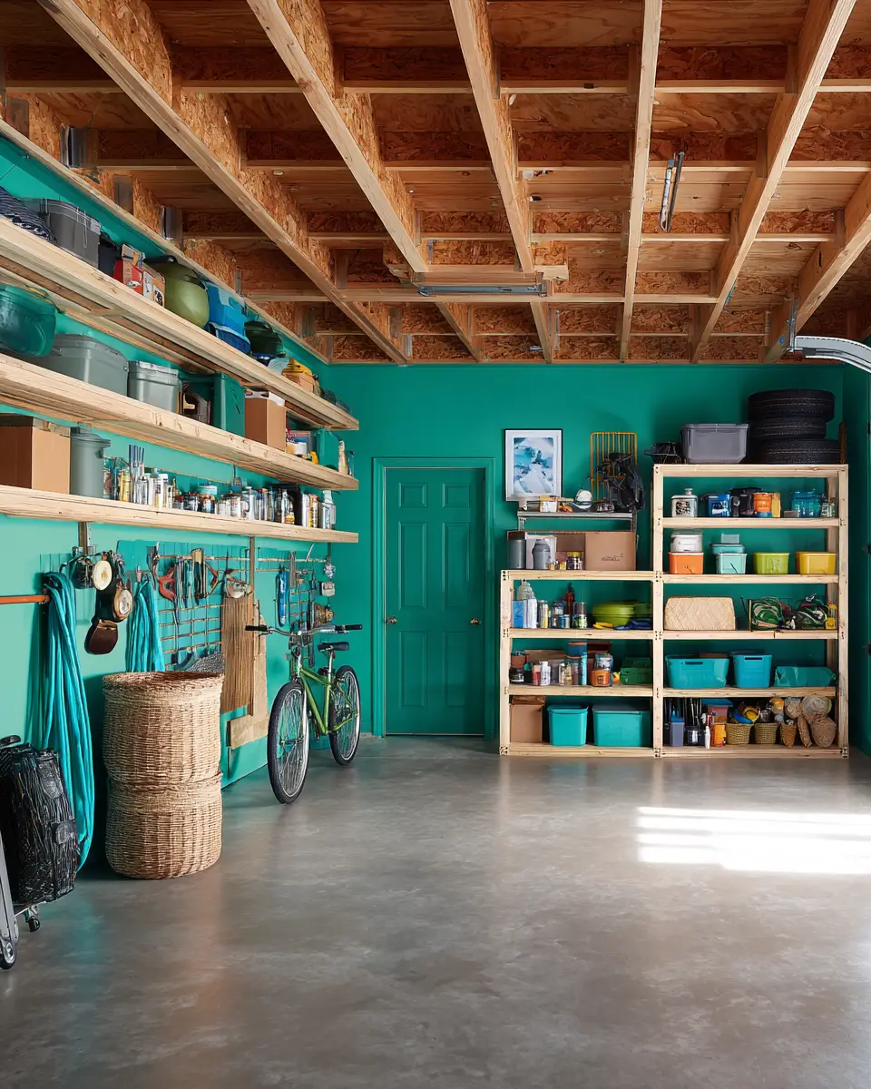 Teal Mid-Century Modern Garage Decor Ideas - Featured