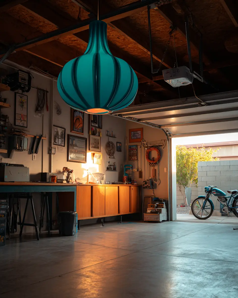 Teal Mid-Century Modern Garage Decor Ideas