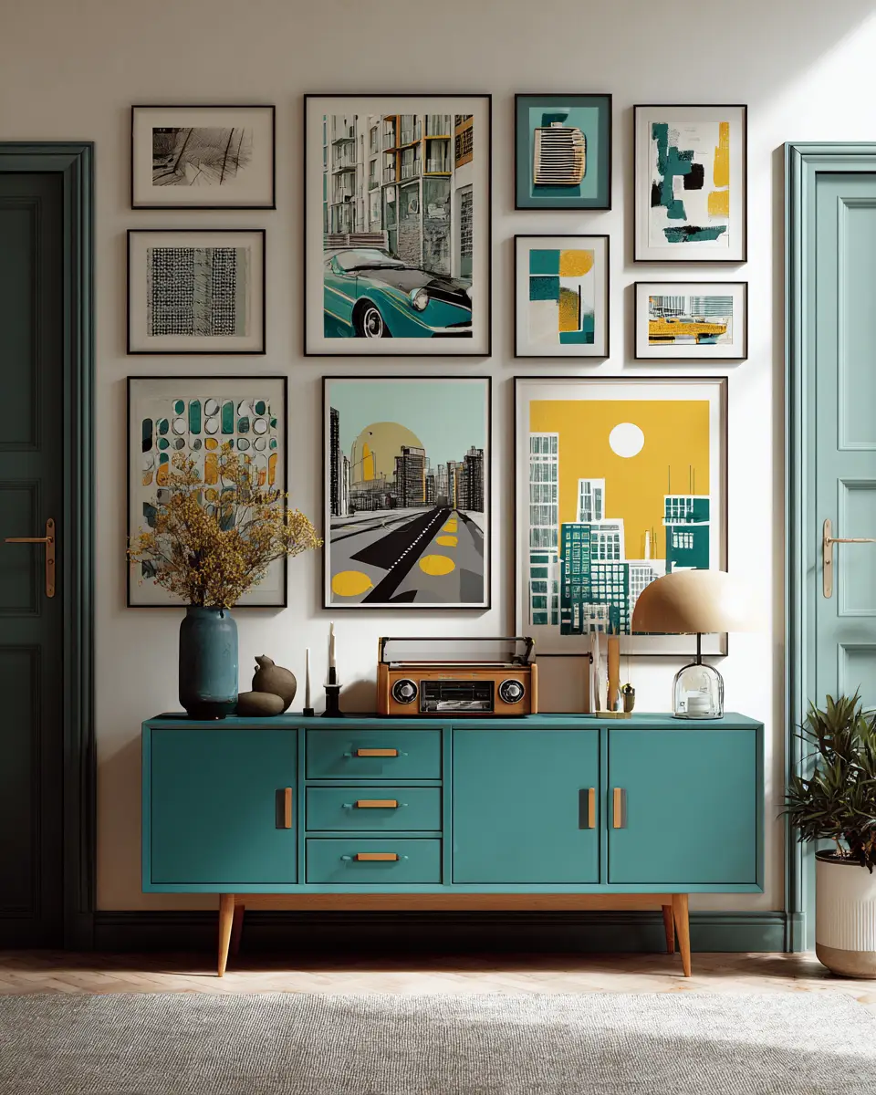 Teal Mid-Century Modern Garage Decor Ideas