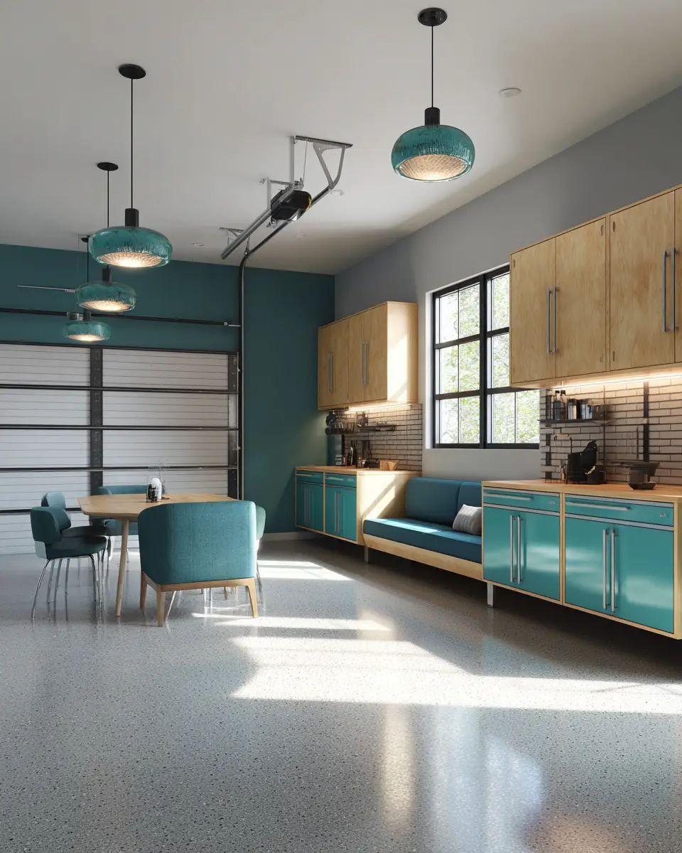 Teal Mid-Century Modern Garage Decor Ideas