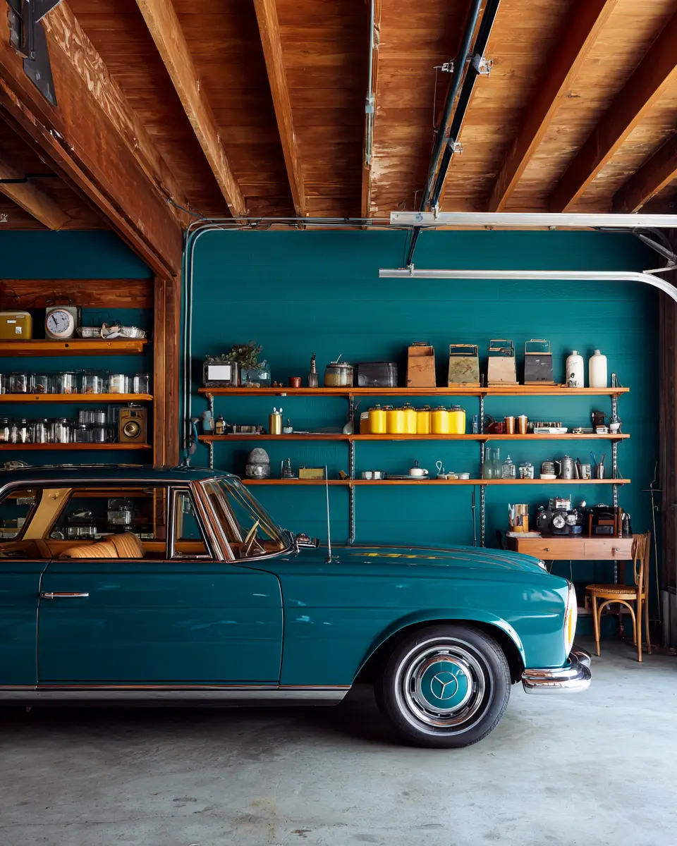 Teal Mid-Century Modern Garage Decor Ideas