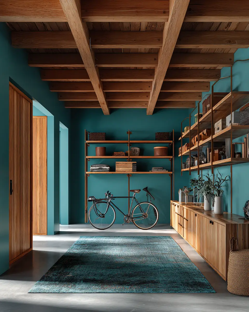 Teal Mid-Century Modern Garage Decor Ideas