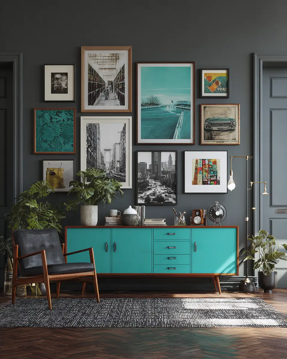 Teal Mid-Century Modern Garage Decor Ideas