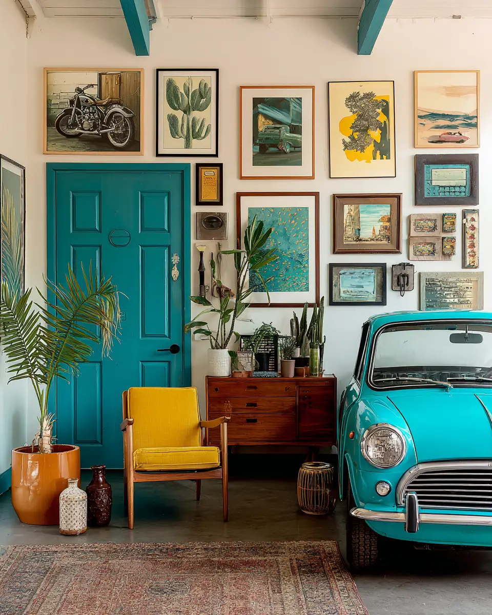Teal Mid-Century Modern Garage Decor Ideas