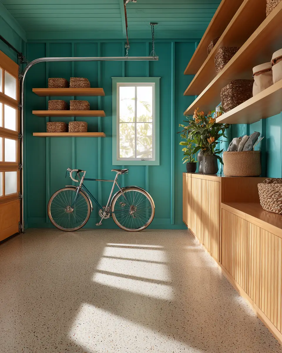 Teal Mid-Century Modern Garage Decor Ideas