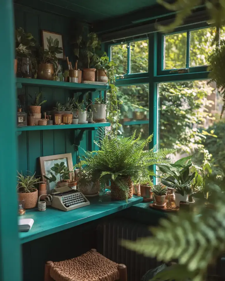 Teal Rustic Home Office Decor Ideas - Featured