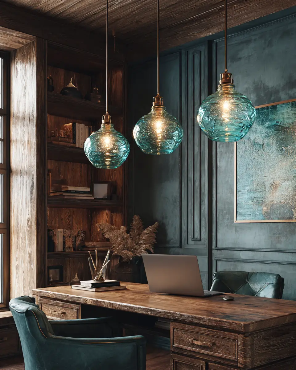 Teal Rustic Home Office Decor Ideas