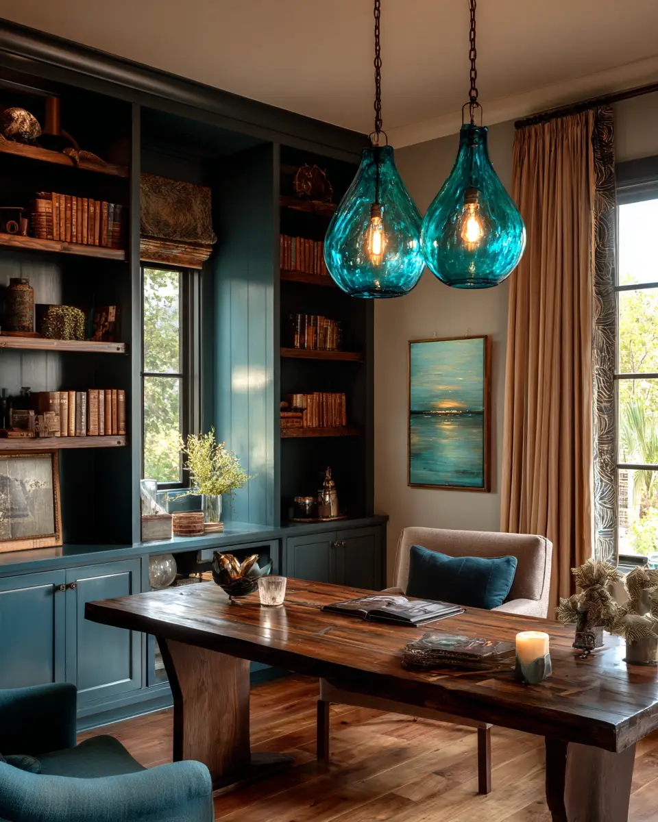 Teal Rustic Home Office Decor Ideas