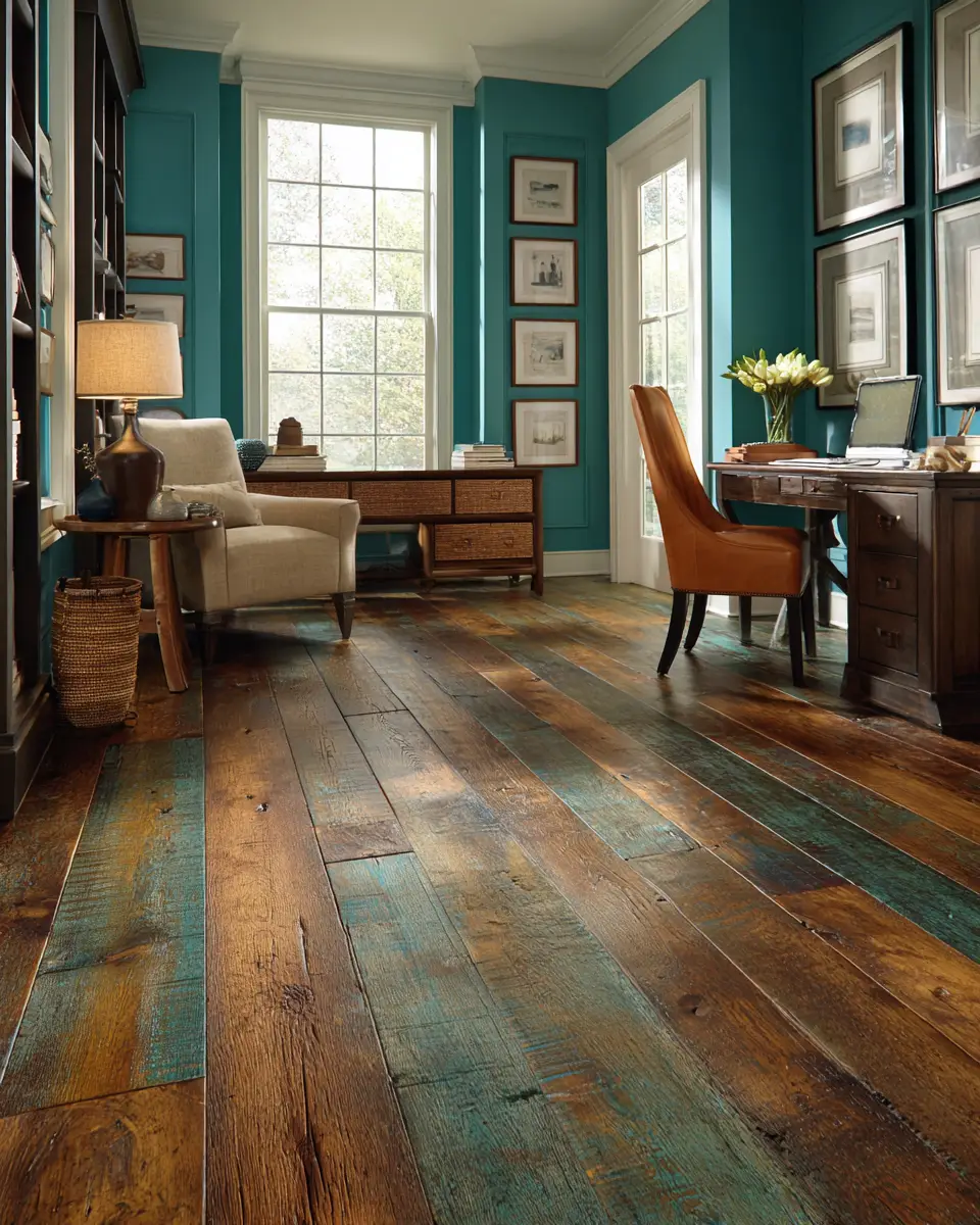 Teal Rustic Home Office Decor Ideas