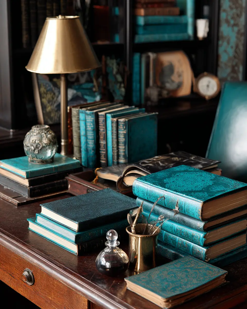 Teal Rustic Home Office Decor Ideas