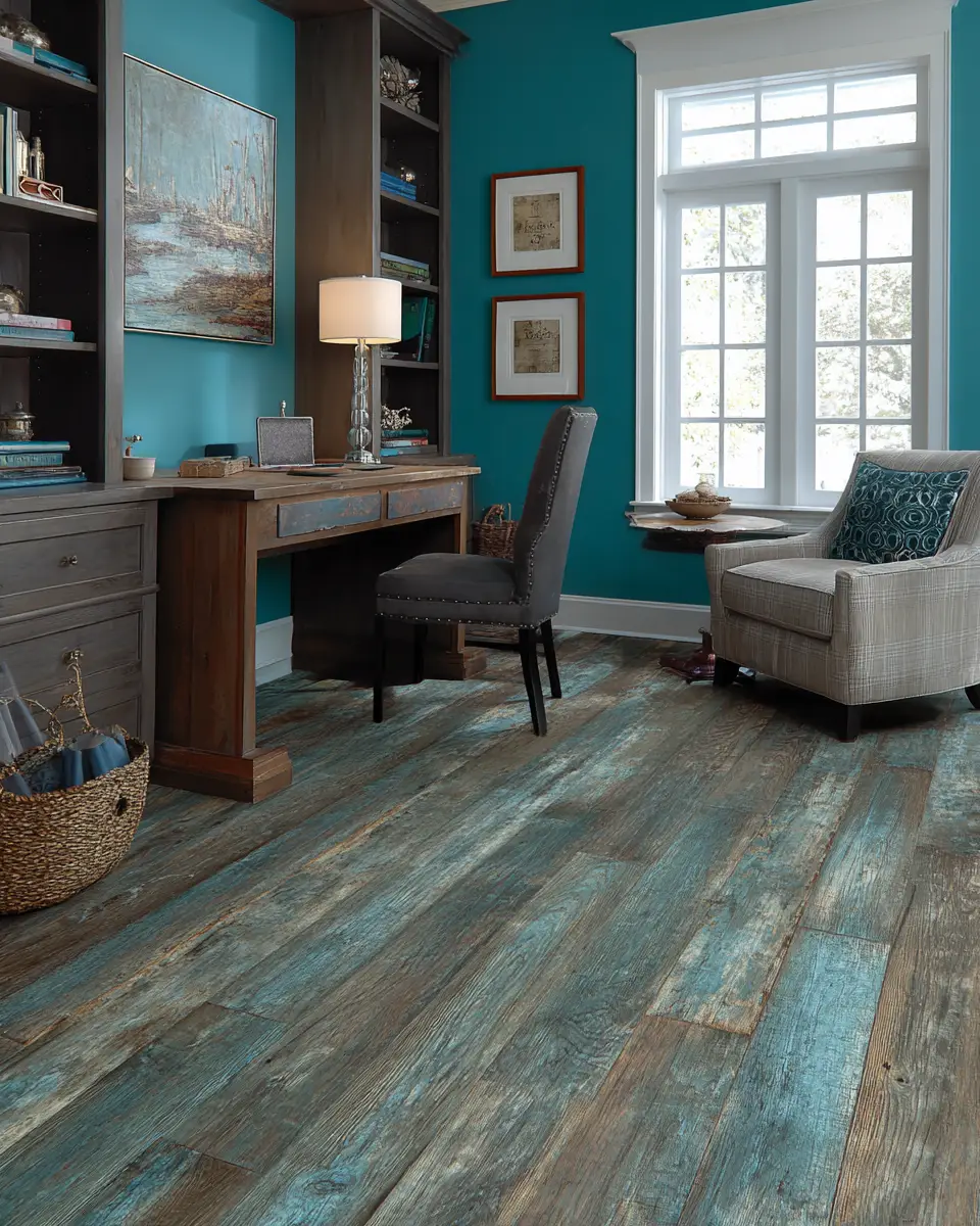 Teal Rustic Home Office Decor Ideas