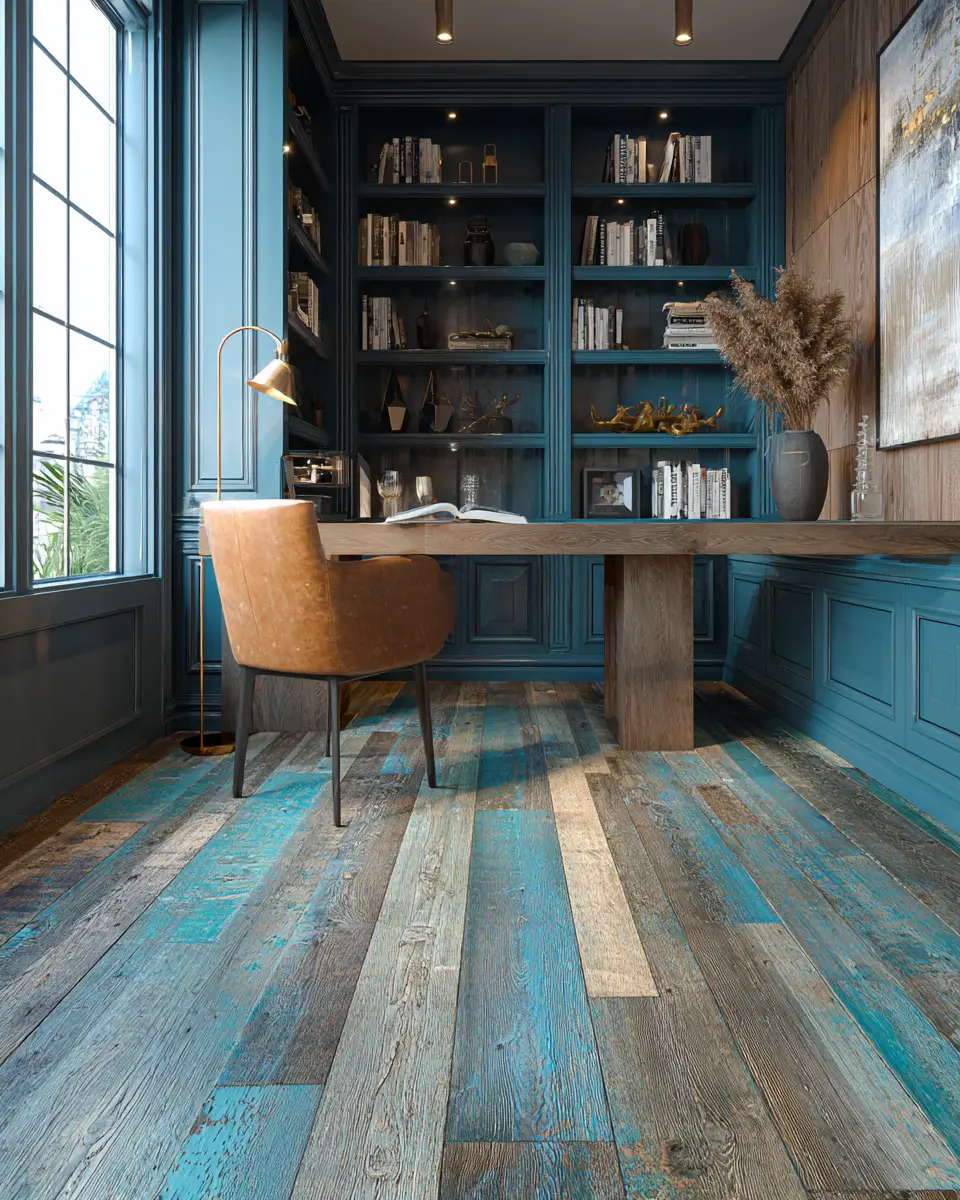 Teal Rustic Home Office Decor Ideas