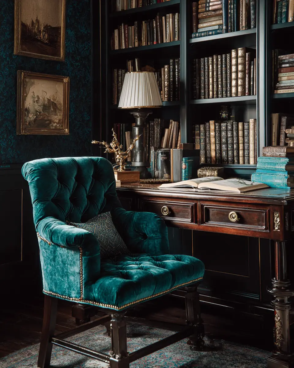 Teal Rustic Home Office Decor Ideas