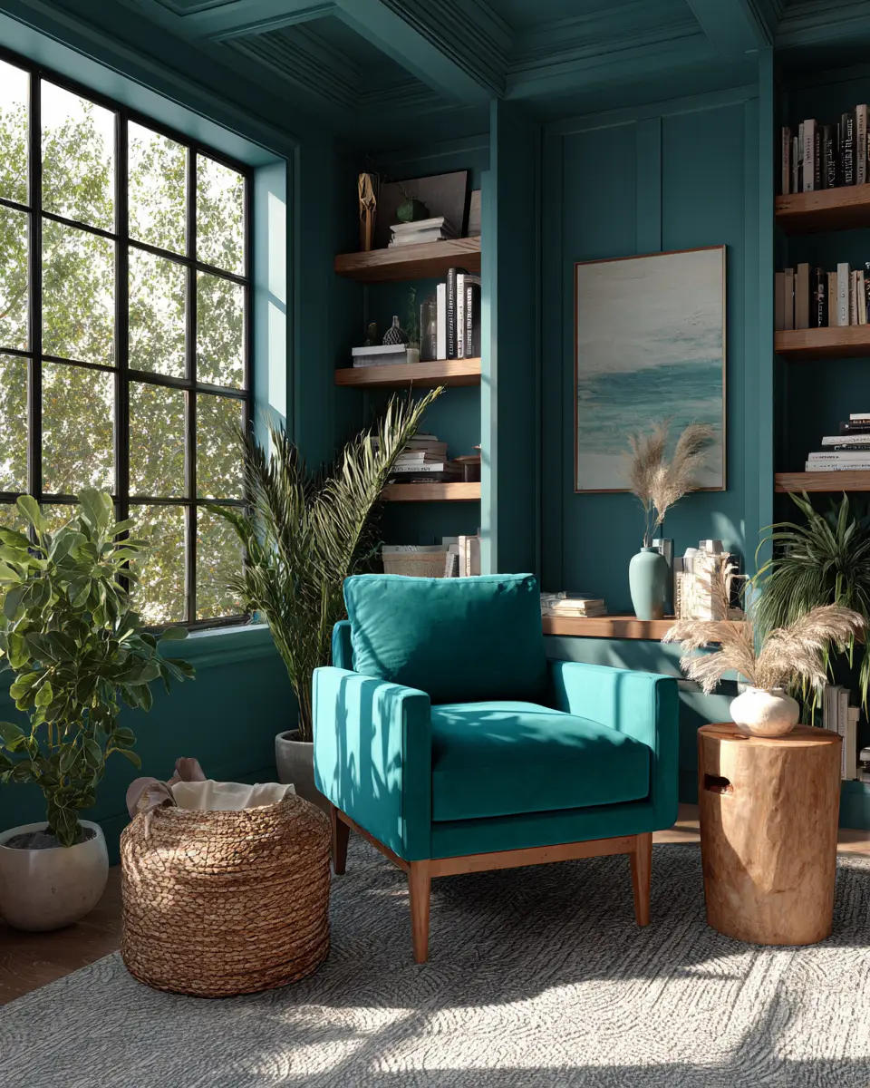 Teal Rustic Home Office Decor Ideas
