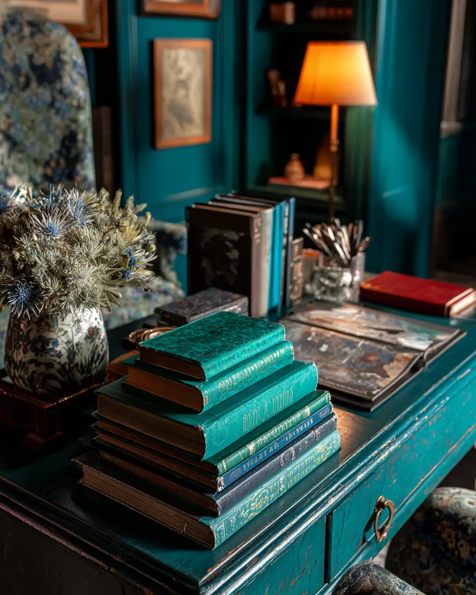 Teal Rustic Home Office Decor Ideas