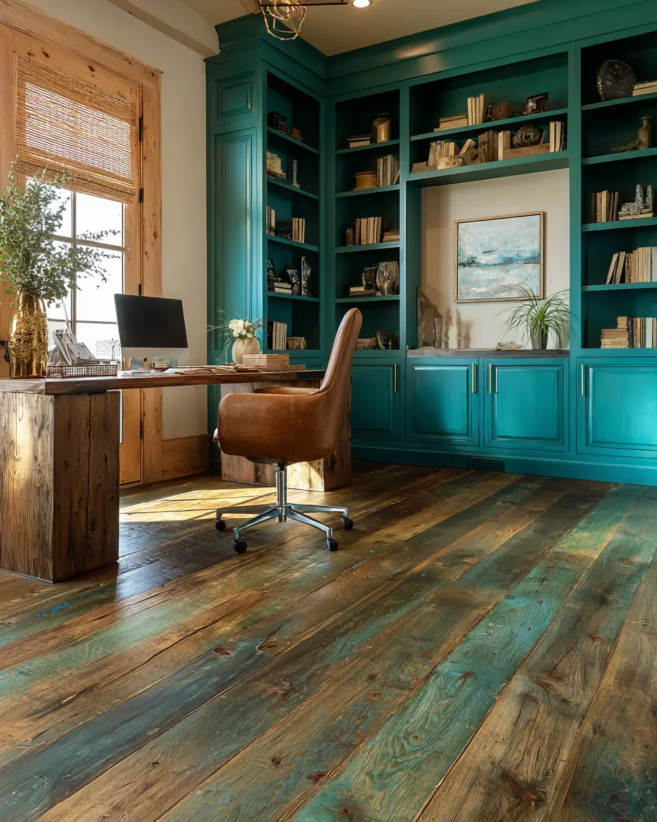 Teal Rustic Home Office Decor Ideas