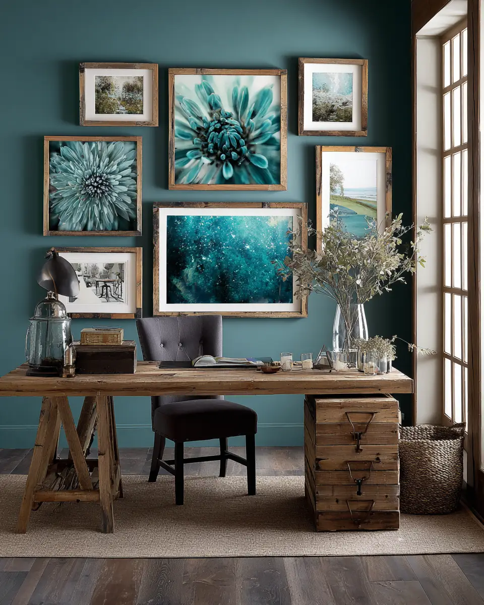 Teal Rustic Home Office Decor Ideas