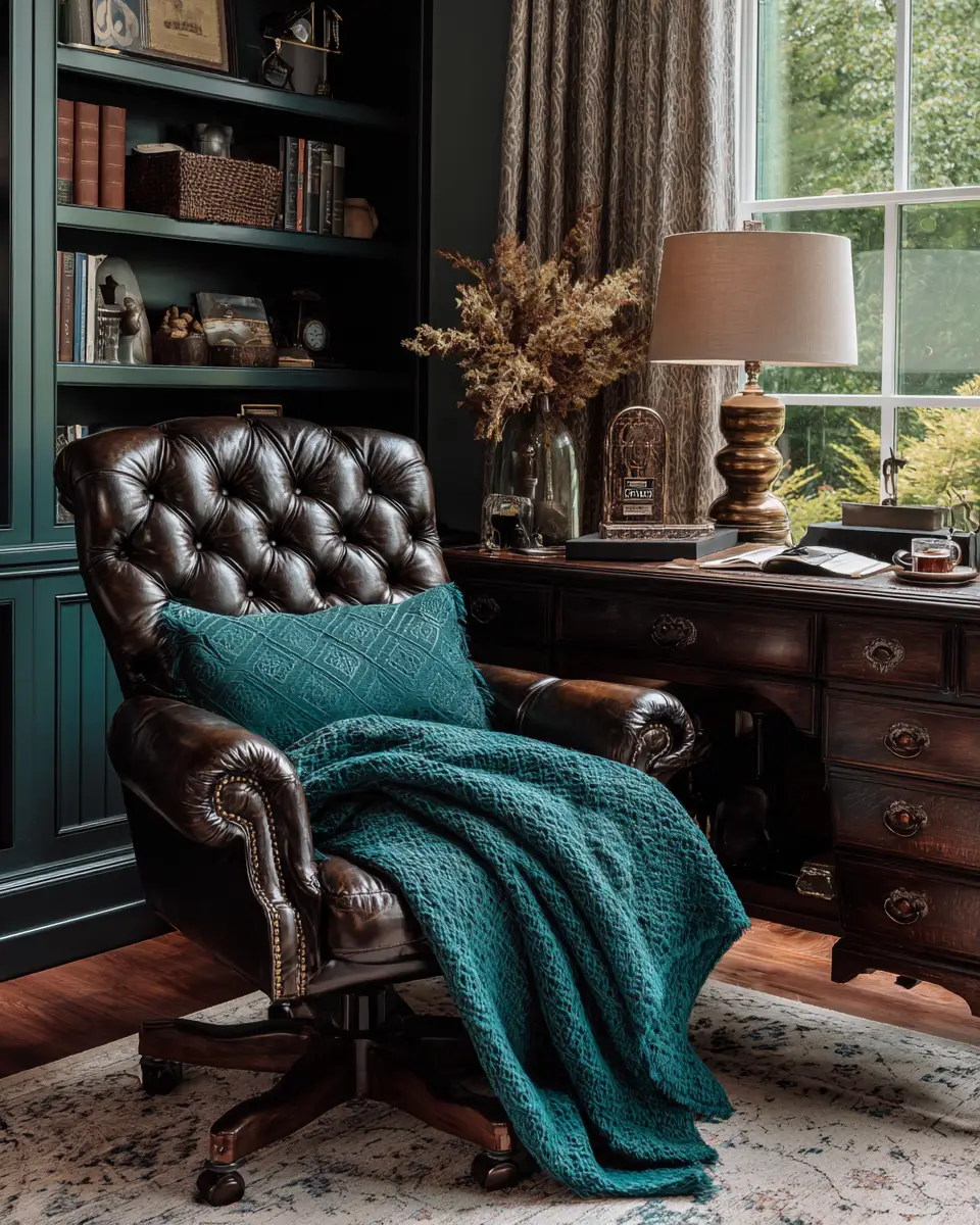Teal Rustic Home Office Decor Ideas