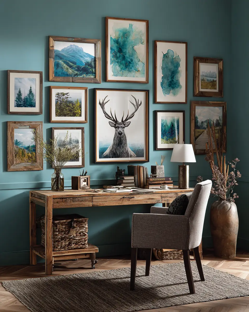 Teal Rustic Home Office Decor Ideas
