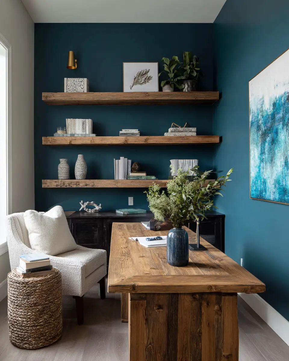 Teal Rustic Home Office Decor Ideas