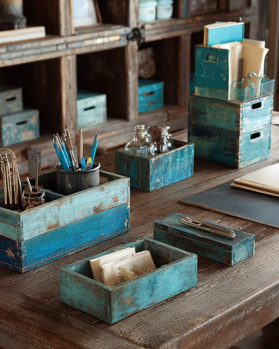 Teal Rustic Home Office Decor Ideas