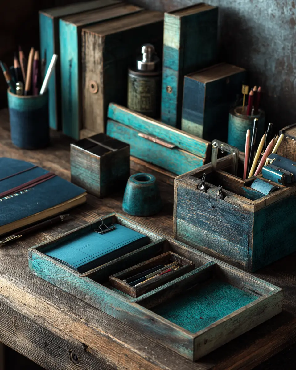Teal Rustic Home Office Decor Ideas