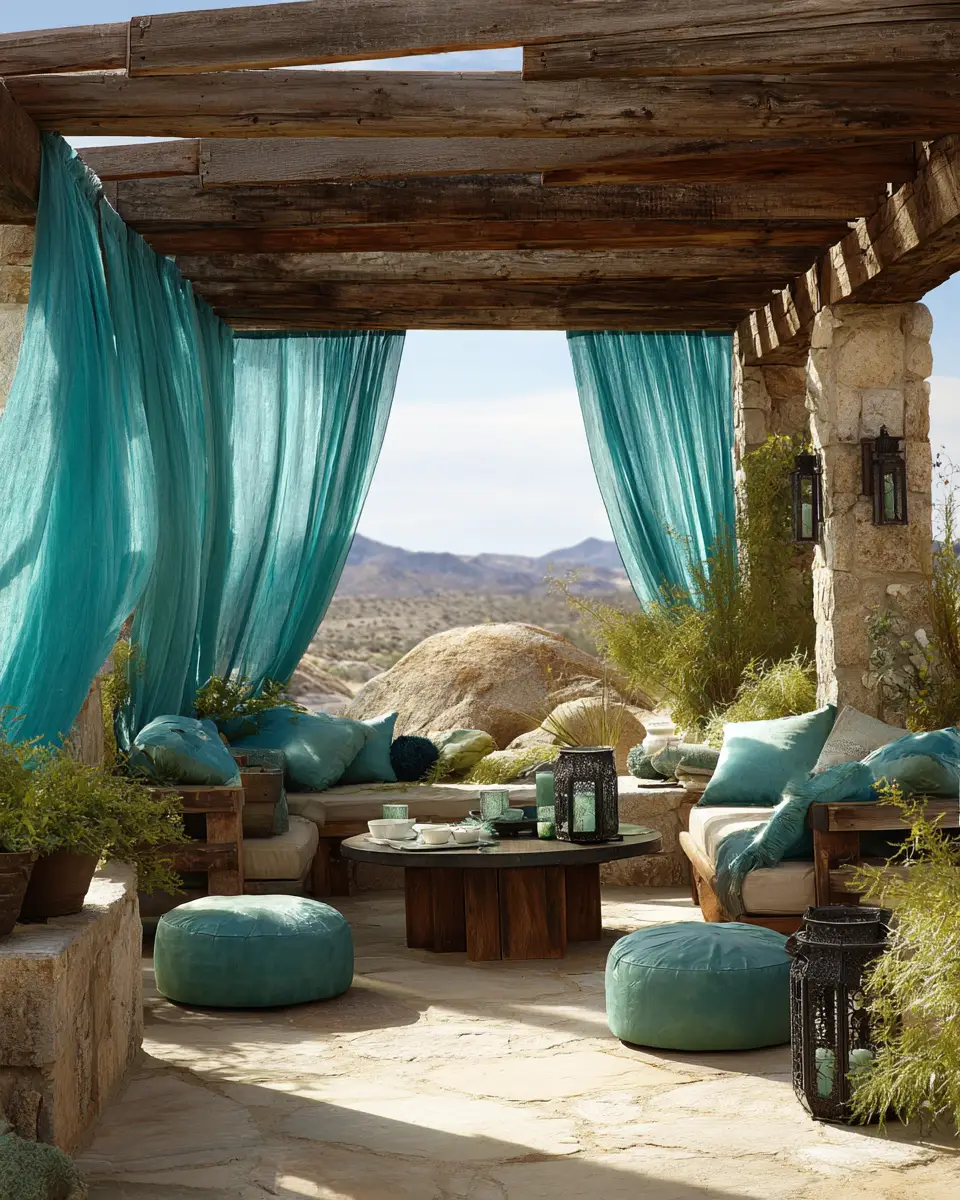 Teal Rustic Patio Decor Ideas
