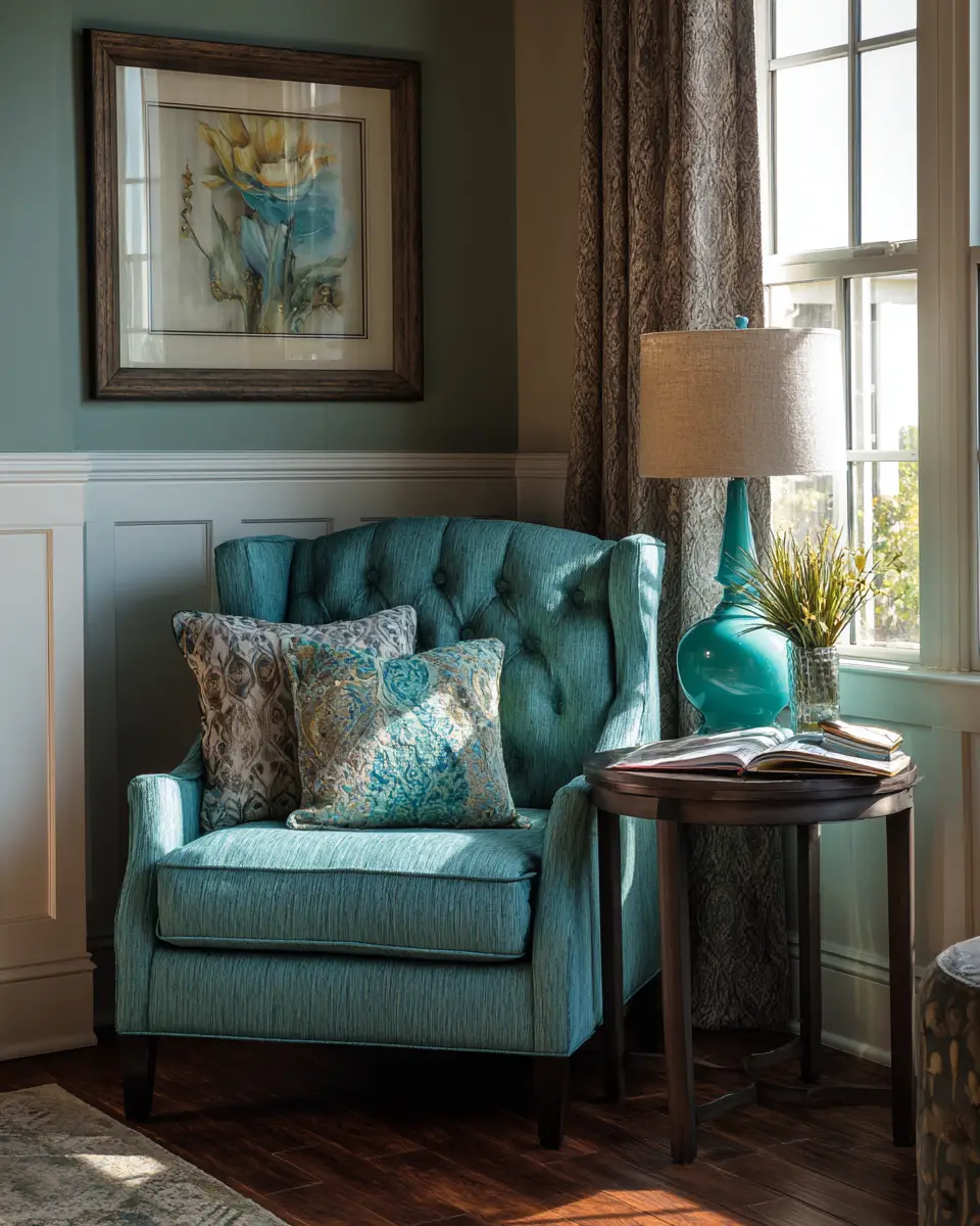 Teal Transitional Bedroom Decor Ideas