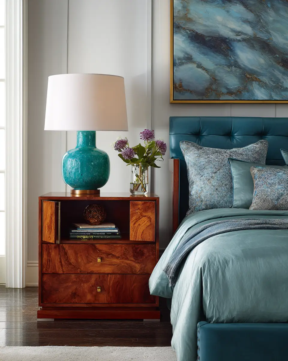 Teal Transitional Bedroom Decor Ideas