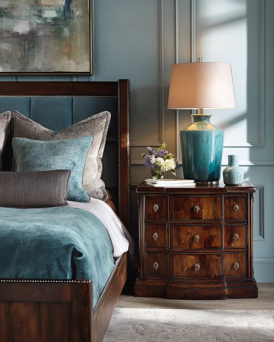 Teal Transitional Bedroom Decor Ideas