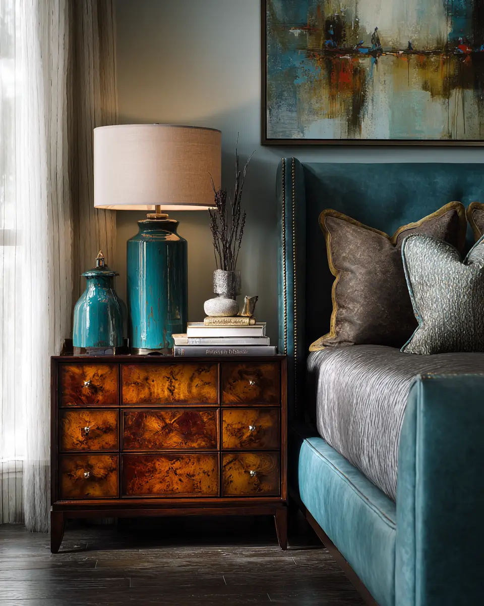 Teal Transitional Bedroom Decor Ideas