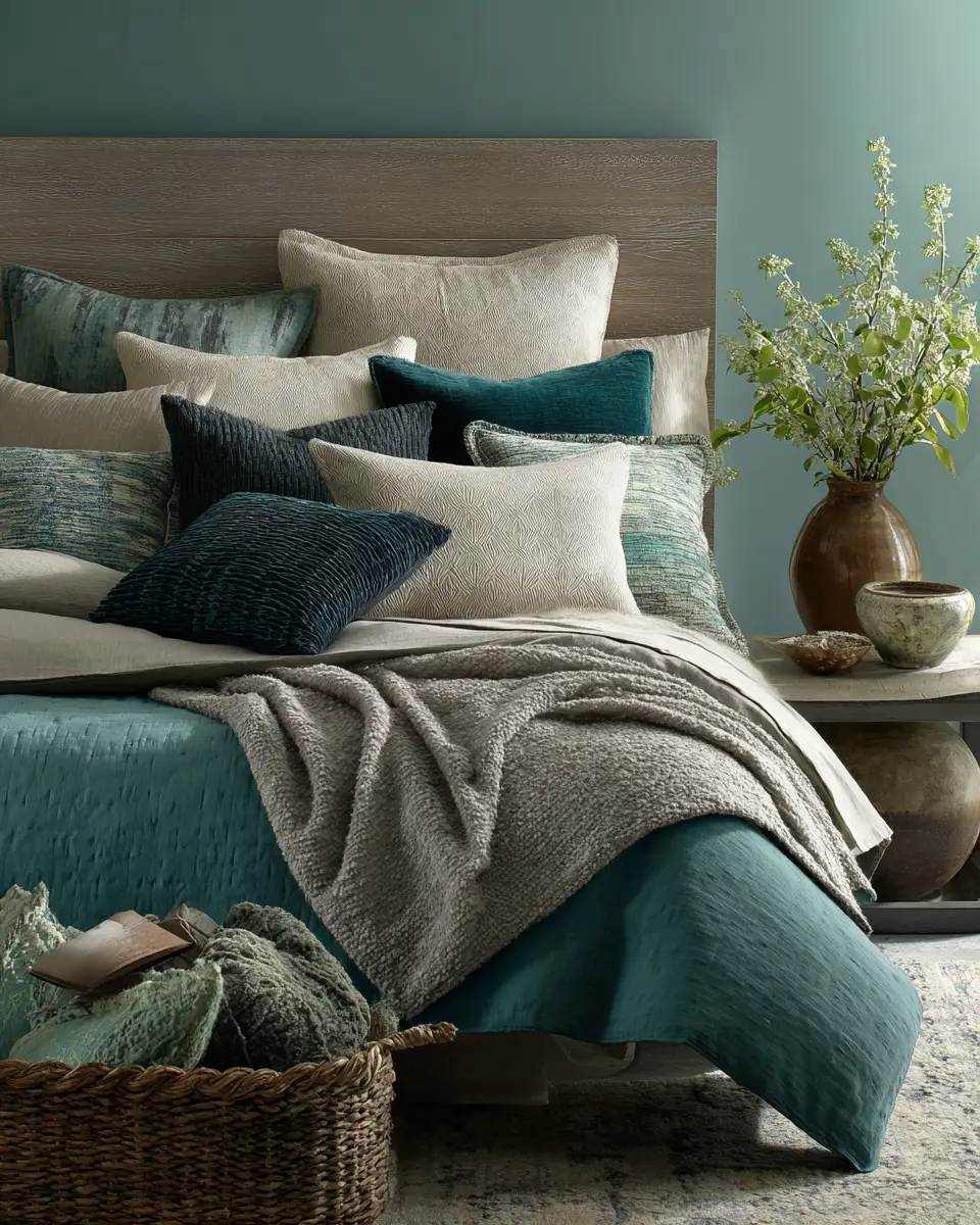 Teal Transitional Bedroom Decor Ideas