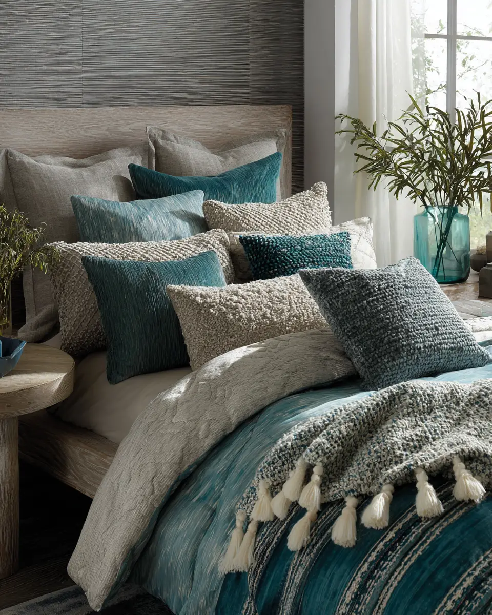 Teal Transitional Bedroom Decor Ideas