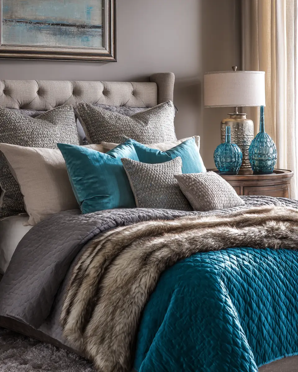 Teal Transitional Bedroom Decor Ideas