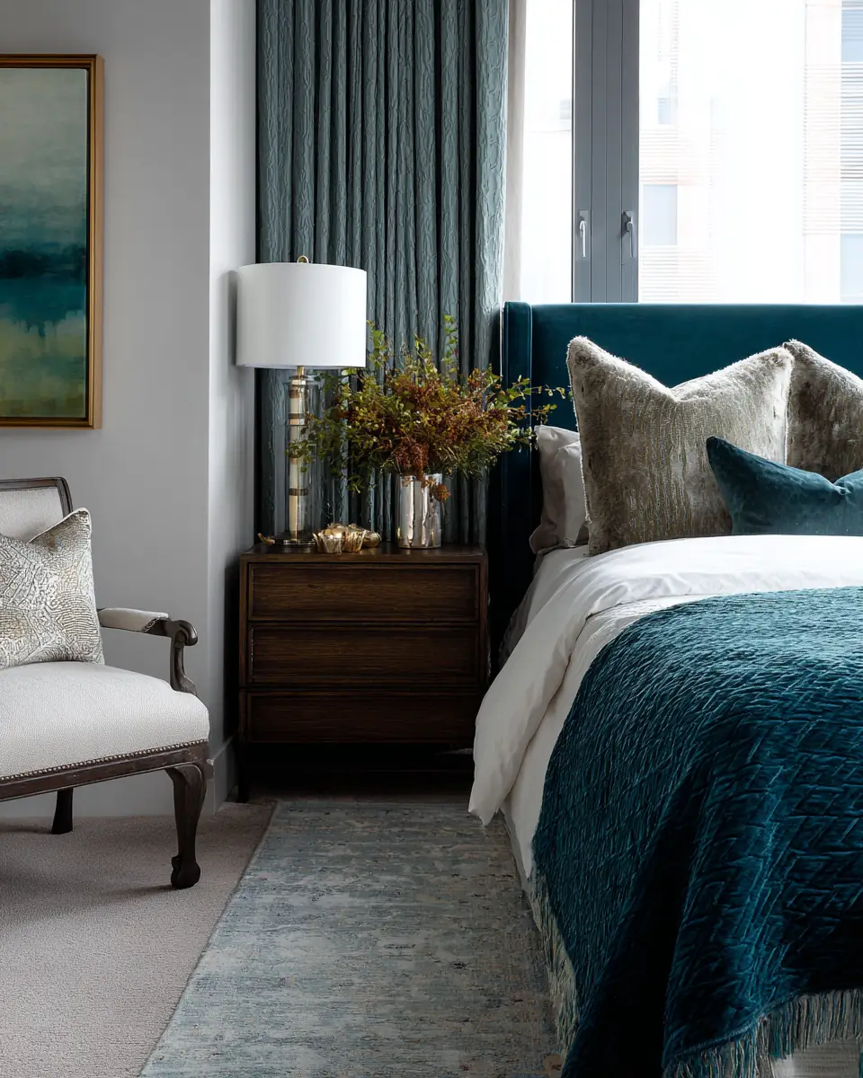 Teal Transitional Bedroom Decor Ideas