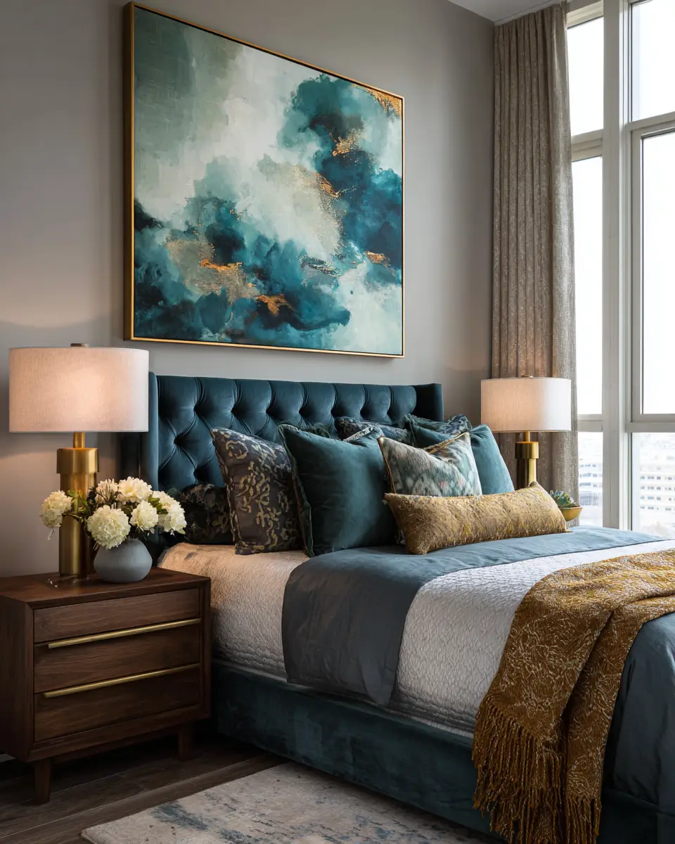 Teal Transitional Bedroom Decor Ideas