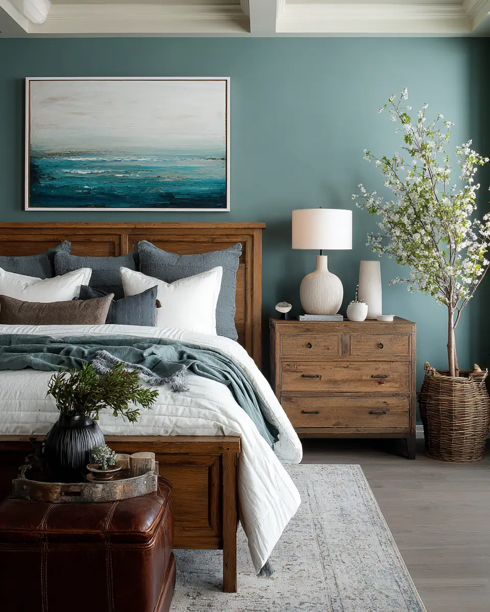Teal Transitional Bedroom Decor Ideas
