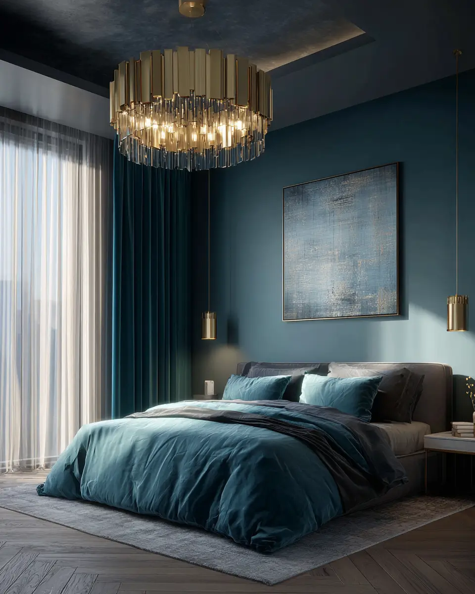 Teal Transitional Bedroom Decor Ideas