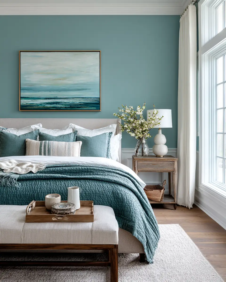 Teal Transitional Bedroom Decor Ideas
