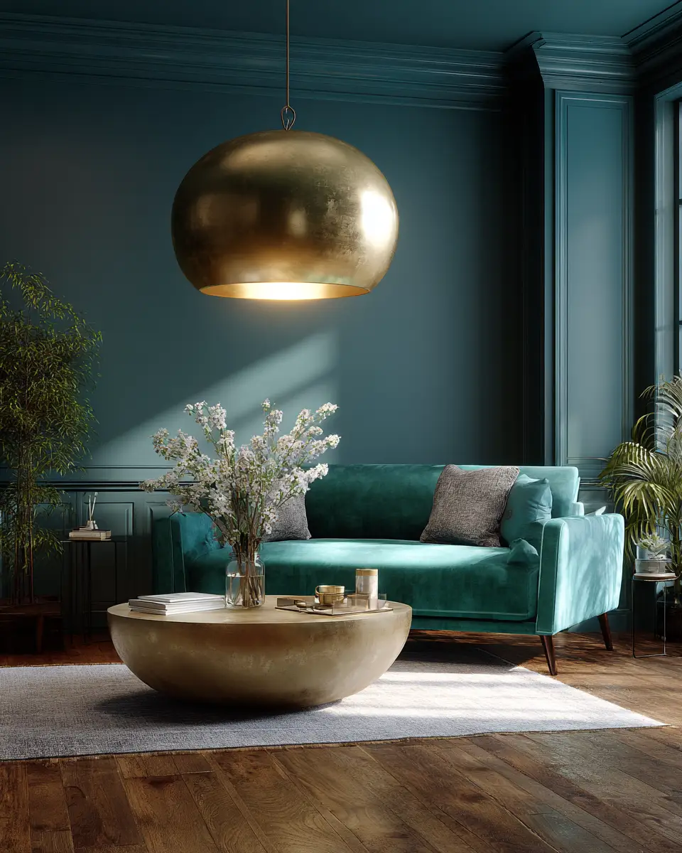 Teal Transitional Living Room Decor Ideas