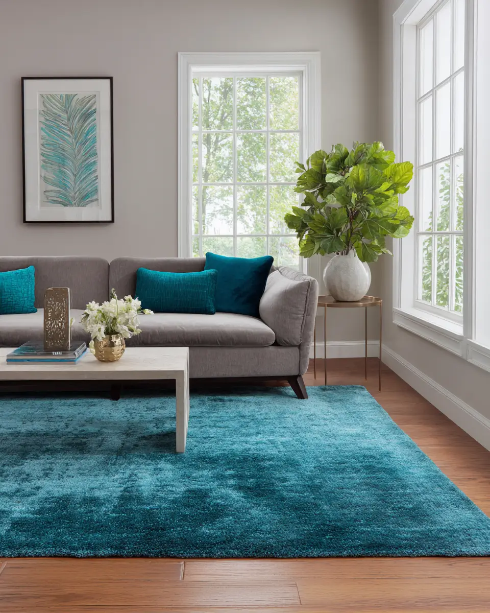 Teal Transitional Living Room Decor Ideas