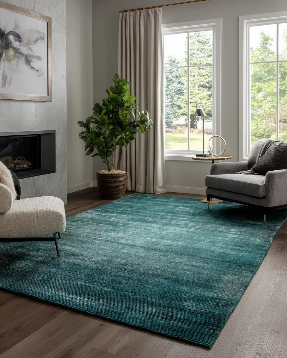 Teal Transitional Living Room Decor Ideas