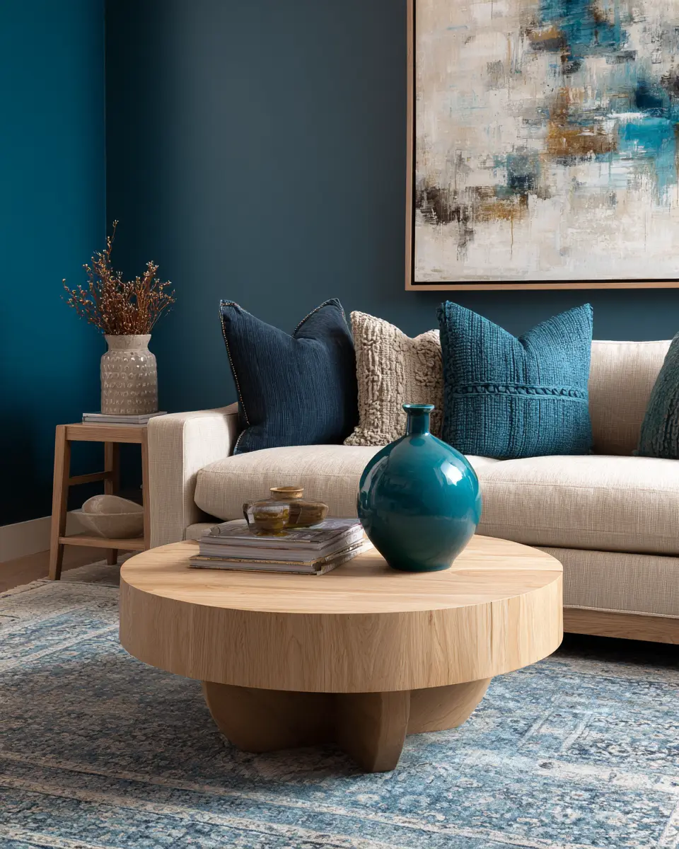 Teal Transitional Living Room Decor Ideas