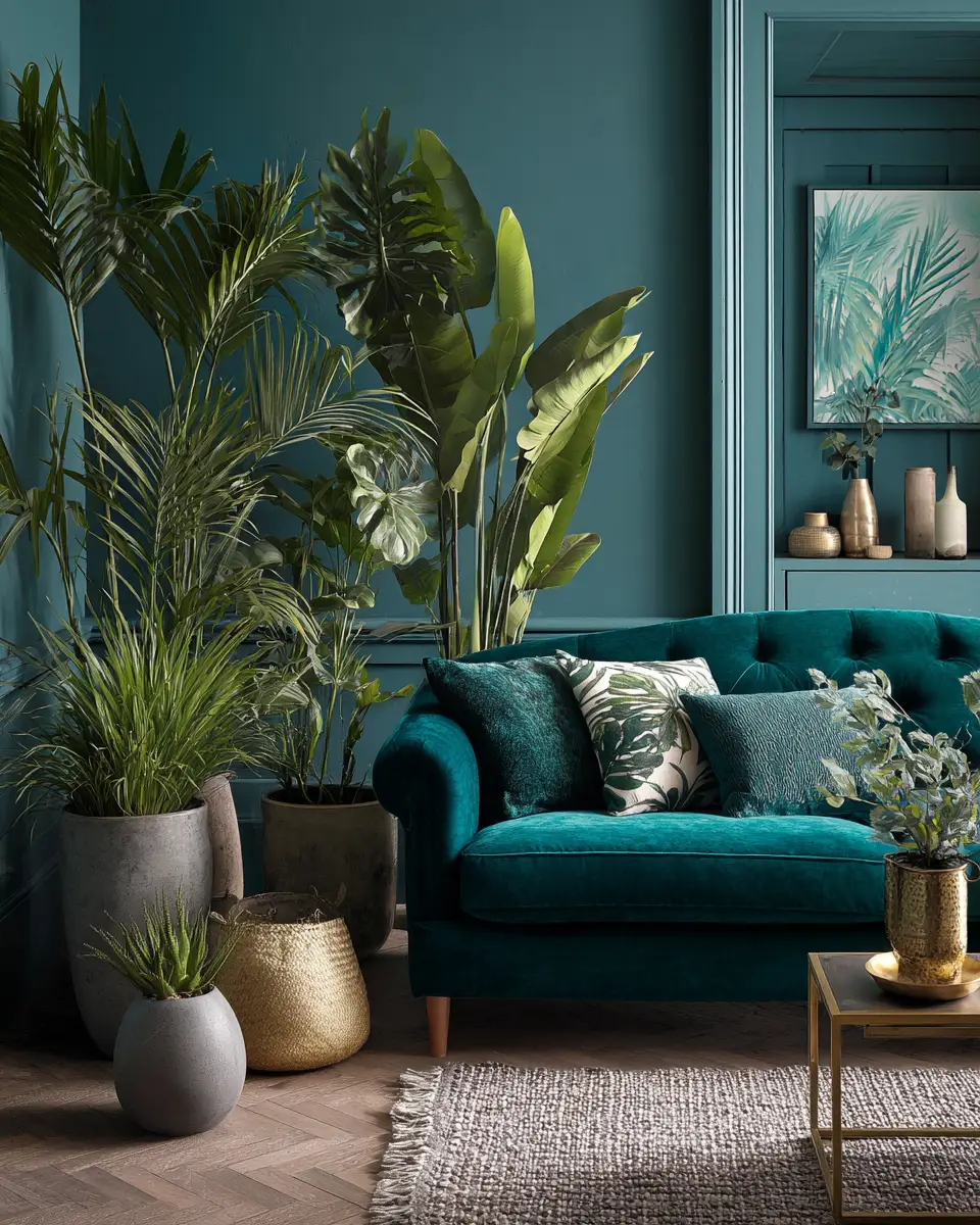 Teal Transitional Living Room Decor Ideas