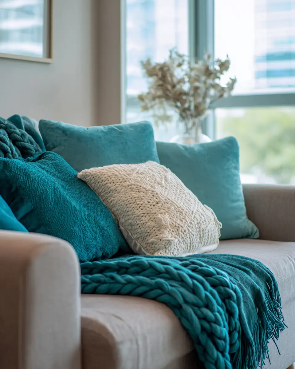 Teal Transitional Living Room Decor Ideas