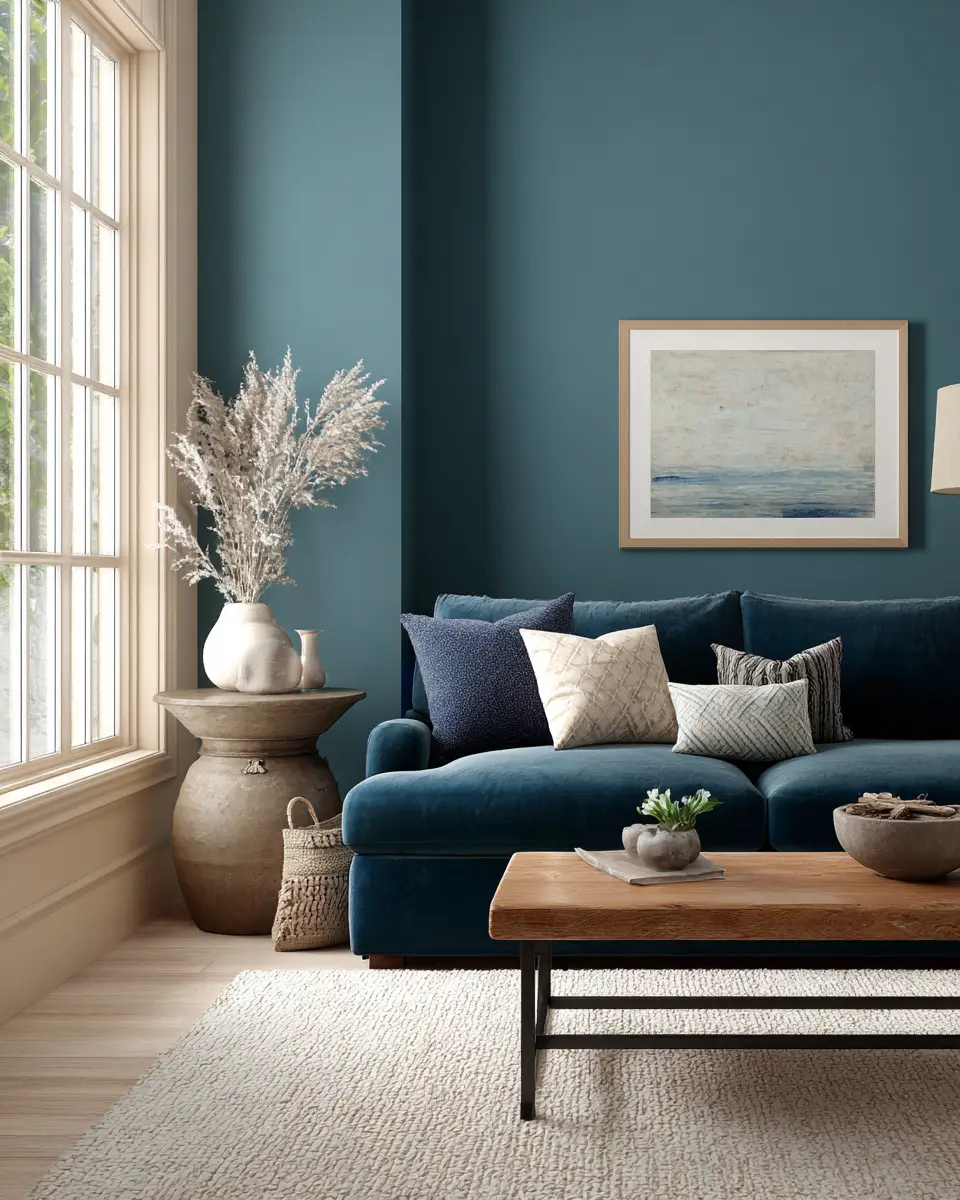 Teal Transitional Living Room Decor Ideas