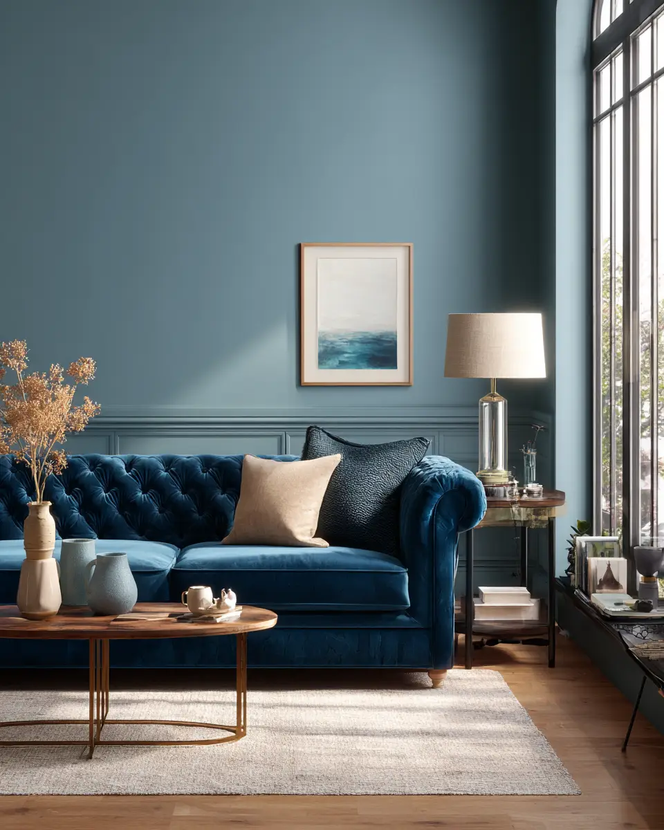 Teal Transitional Living Room Decor Ideas