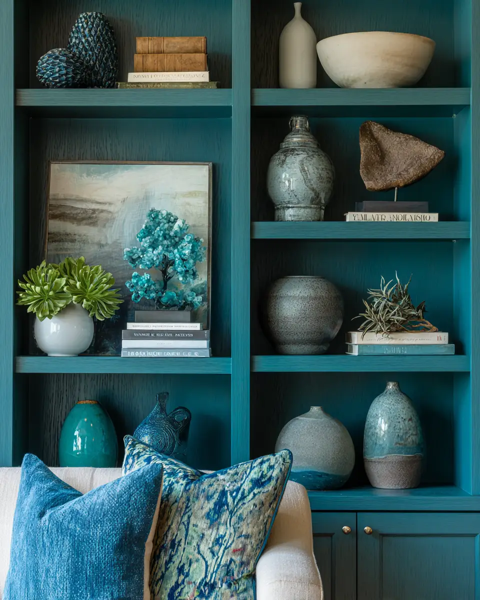 Teal Transitional Living Room Decor Ideas